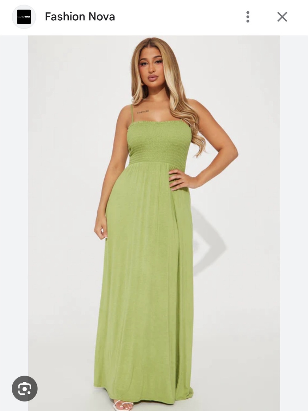 Fashion Nova Lime Green Smocked Strap Maxi Dress
